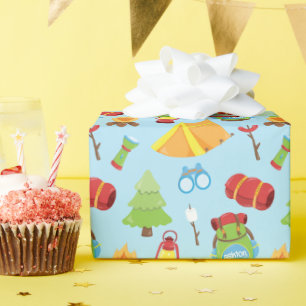 Cute Personalised Summer Camp Pattern Wrapping Paper