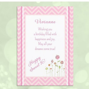 Cute, Personalised Sweet 16 birthday card