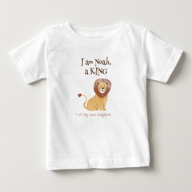 Cute Personalised T-shirt with lion, the king (Front)
