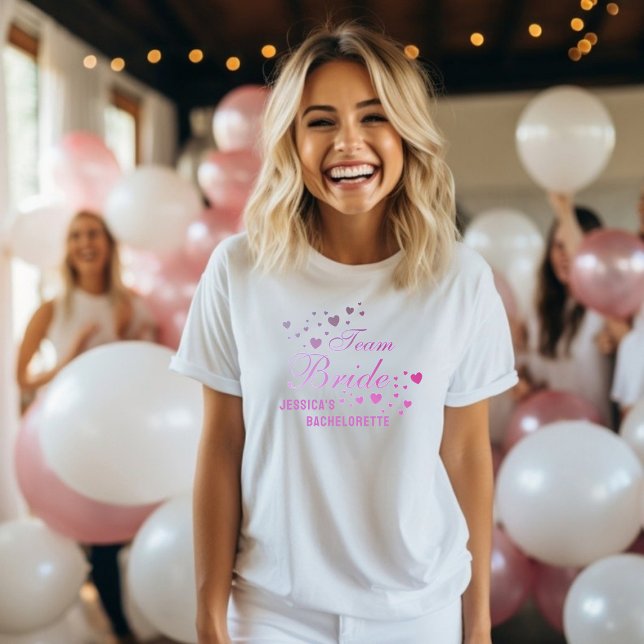 Cute Personalised Team Bride Bachelorette Party T-Shirt (Creator Uploaded)