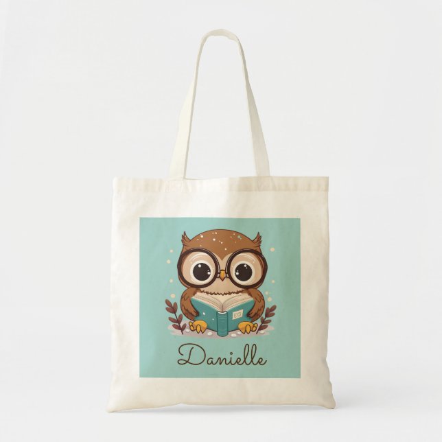Cute personalised tote bag book bag (Front)