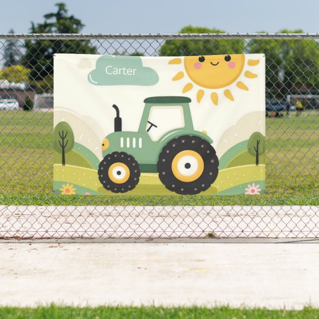 Cute, personalised tractor/farm banner (Insitu)