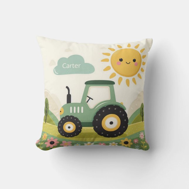 Cute, personalised tractor/farm cushion (Front)