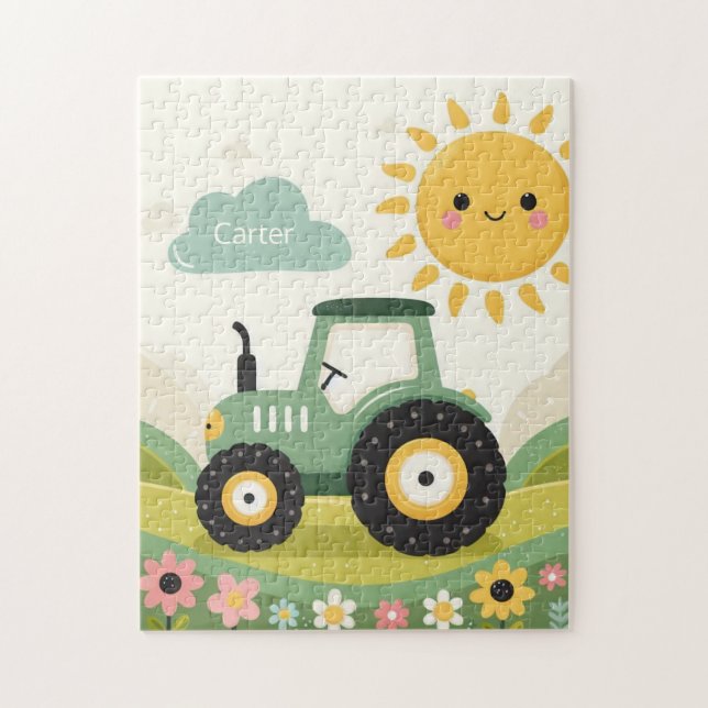 Cute, personalised tractor/farm jigsaw puzzle (Vertical)
