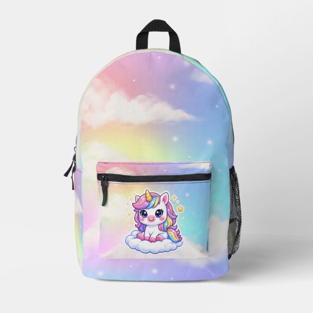 Cute Personalised Unicorn Kids backpack (Front)