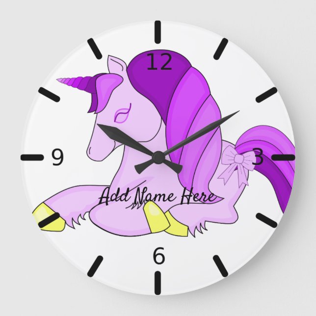 Cute Personalised Unicorn  Large Clock (Front)