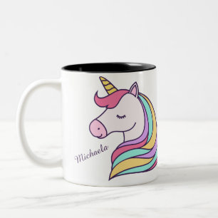 Cute Personalised Unicorn Two-Tone Coffee Mug