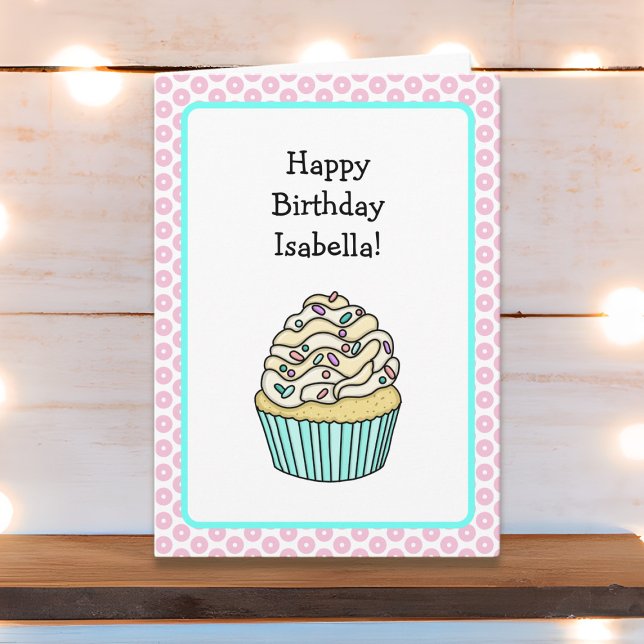 Cute Personalised Vanilla Cupcake Birthday Card (Creator Uploaded)