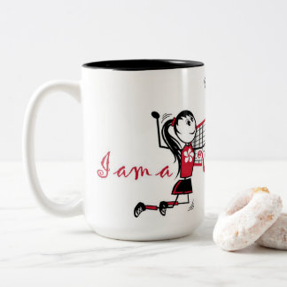 Cute Personalised Volleyball Girl Two-Tone Coffee Mug