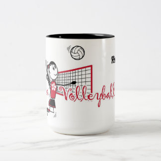 Cute Personalised Volleyball Girl Two-Tone Coffee Mug