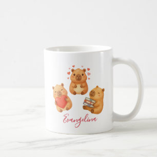 Cute Personalised Watercolor Capybara Coffee Mug