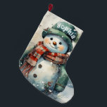 Cute Personalised Watercolor Snowman Large Christmas Stocking<br><div class="desc">Cute Personalised Watercolor Snowman Large Christmas Stocking Stop Santa in his tracks this year with fabulous one-of-a-kind stockings. Made from bright and vividly printed polyester, these stockings are too pretty for coal. Give holiday cheer when you gift a 100% personalised stocking decorated with favourite pictures, treasured memories, cherished quotes, and...</div>