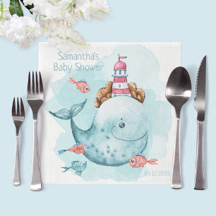 Cute Personalised Whale Baby Shower Napkin