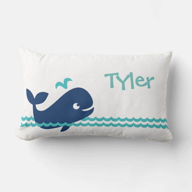 Cute Personalised Whale Pillow (Front)