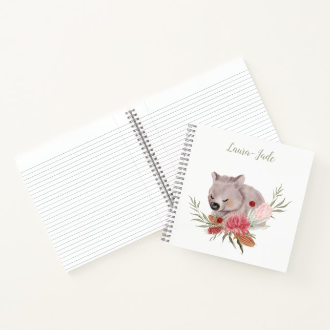 Cute Personalised Wombat Notebook (Inside)