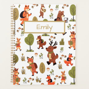 Cute Personalised Woodland Animals At School Planner