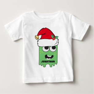 Cute Personalised Xmas monster Baby T-Shirt