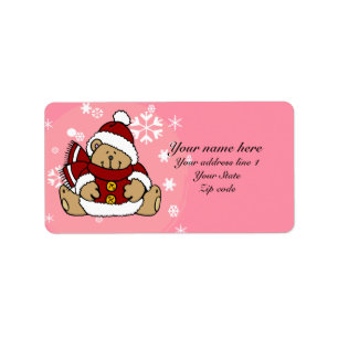 Cute Personalised Xmas Teddy Bear Label