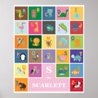 Cute Personalized Animal Alphabet Kids Play Room