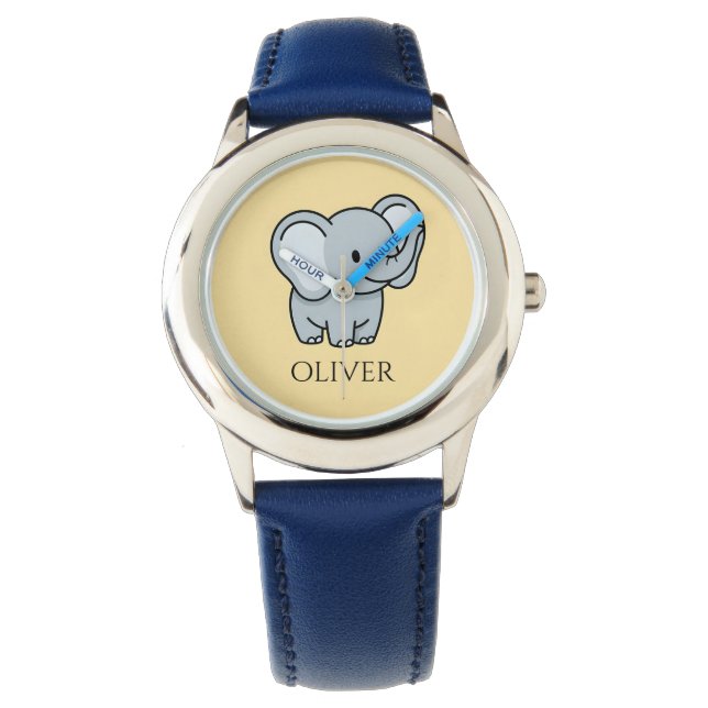 Cute Personalized Baby Elephant Kids Name  Watch (Front)
