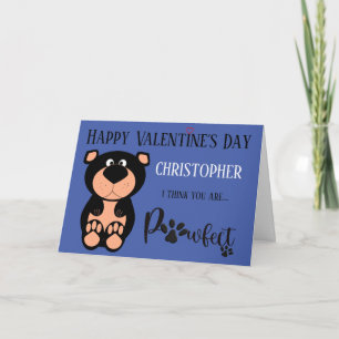 Cute Personalized Bear Happy Valentines Day Name Card