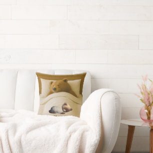 Cute Personalized Bear Throw Pillow