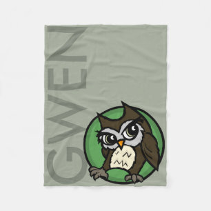CUTE PERSONALIZED CARTOON OWL FLEECE BLANKET