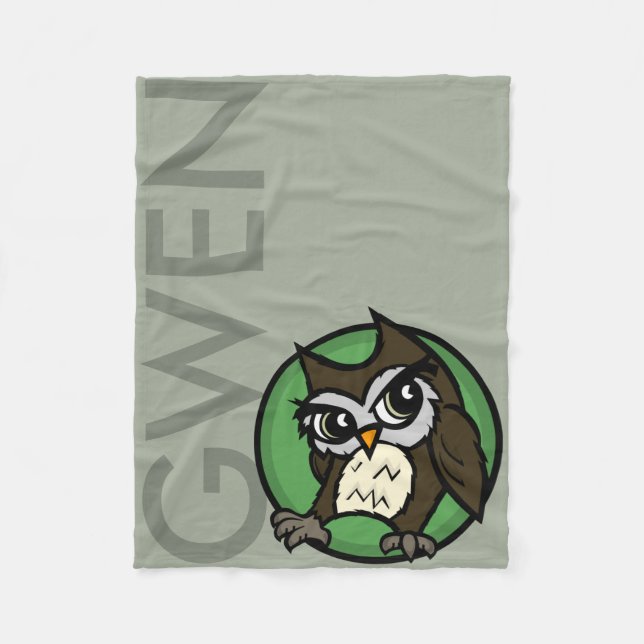 CUTE PERSONALIZED CARTOON OWL  FLEECE BLANKET (Front)