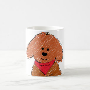 Cute Personalized Cartoon Red Doodle Dog Coffee Mug