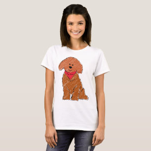 Cute Personalized Cartoon Red Doodle Dog T-Shirt