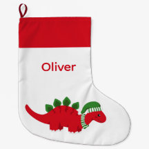 Cute Personalized Christmas Dinosaur Stocking