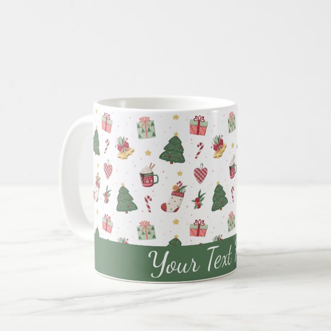 Cute Personalized Christmas Tree Mug (Front Left)
