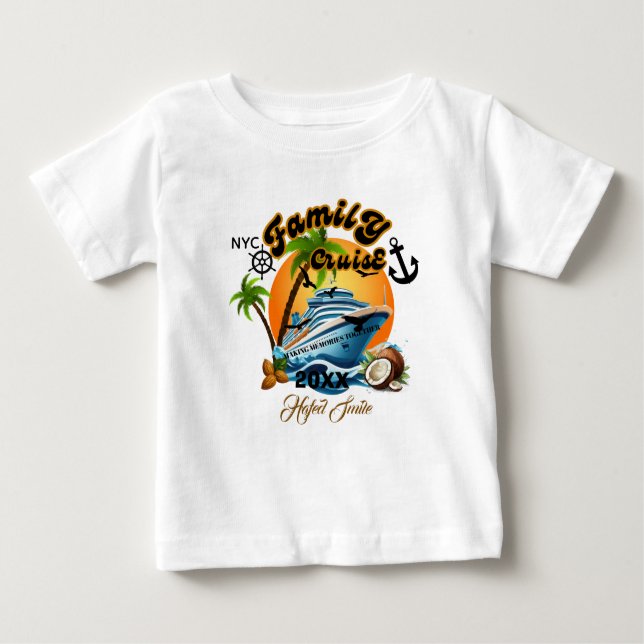 Cute Personalized Cruise Ship Family Trip Sunset T Baby T-Shirt (Front)