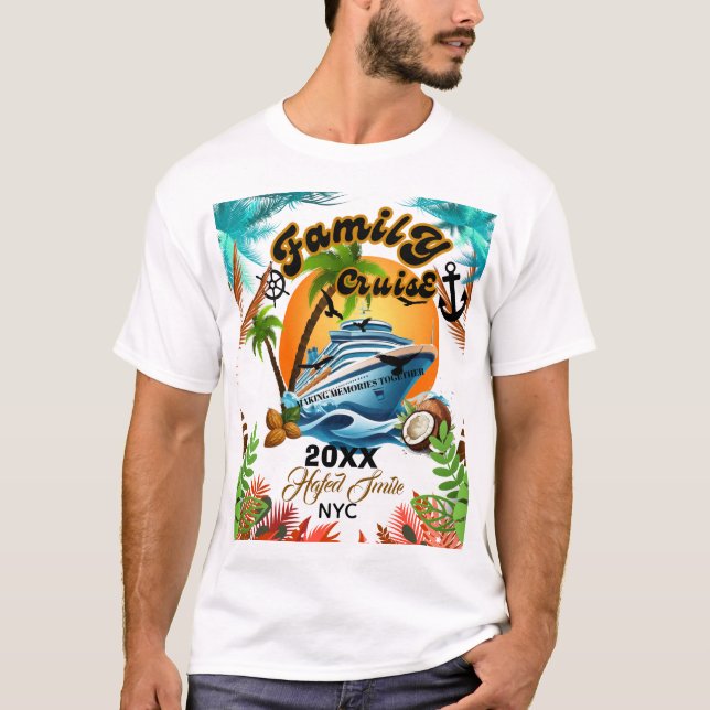 Cute Personalized Cruise Ship Family Trip Sunset T T-Shirt (Front)