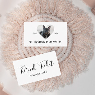 Cute Personalized Dog Photo Wedding Drink Ticket Enclosure Card