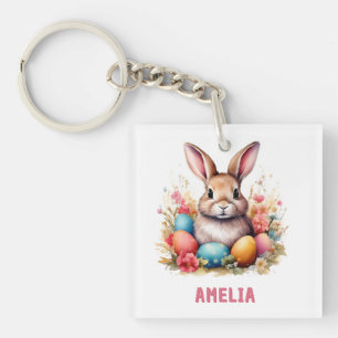 Cute Personalized Easter Bunny Eggs  Key Ring
