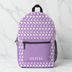 Cute Personalized Girls Purple Pink Stars Kids Printed Backpack