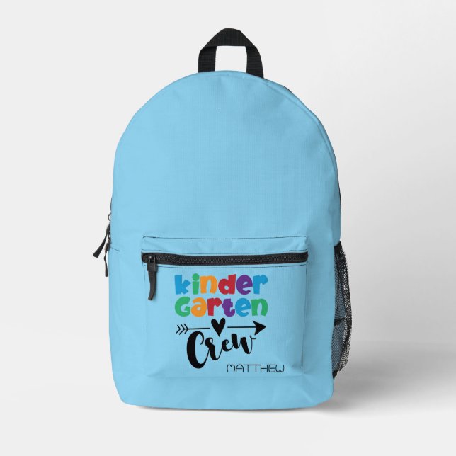 Cute, PERSONALIZED kids Kindergarten  Printed Backpack (Front)