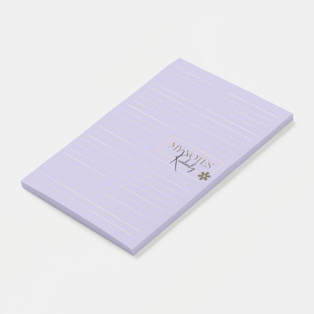 Cute Personalized Lined Simple Modern Lavender Post-it Notes (Angled)