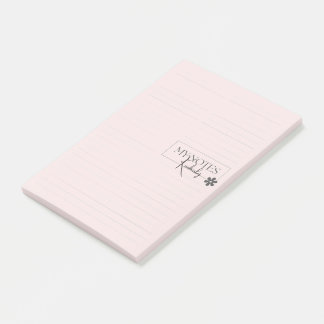Cute Personalized Lined Simple Modern Pink Post-it Notes