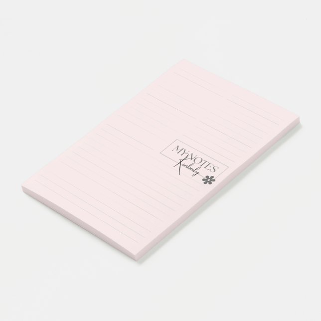 Cute Personalized Lined Simple Modern Pink Post-it Notes (Angled)