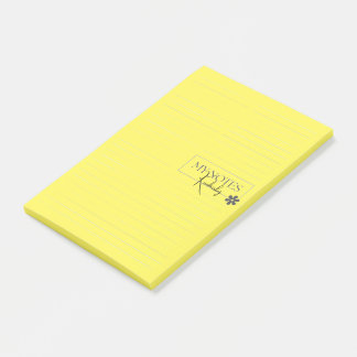 Cute Personalized Lined Simple Modern Yellow Post-it Notes