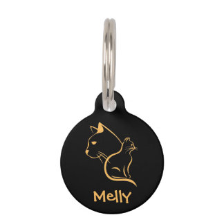 Cute Personalized Name Black Cat Pet Tag