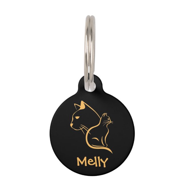 Cute Personalized Name Black Cat Pet Tag (Front)