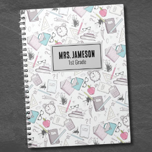 Cute Personalized Name Colorful School Teacher Notebook
