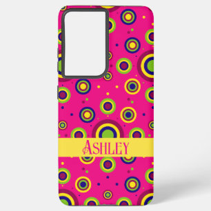 Cute Personalized Name Magenta Abstract Samsung Galaxy Case