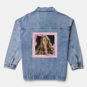 Cute Personalized one Photo Pink  Denim Jacket