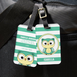 Cute Personalized owl Luggage Tag