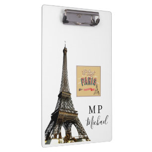 Cute Personalized Paris France Clipboard 