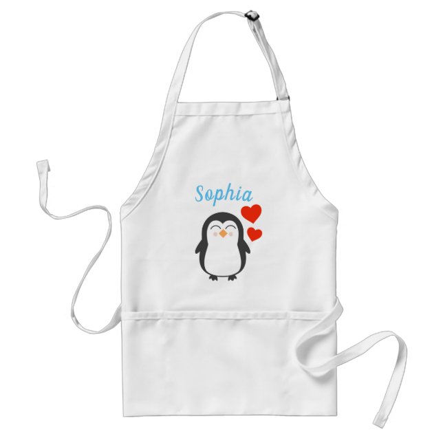 Cute Personalized Penguin Apron (Front)
